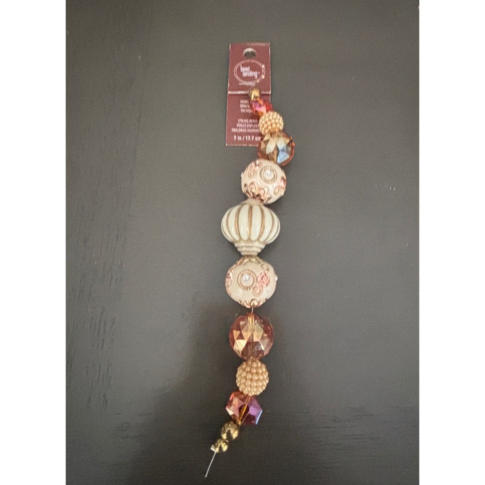 Bead Landing Strung Beads 7in Ivory Gold Amber Nickel Free Jewelry Making Crafts